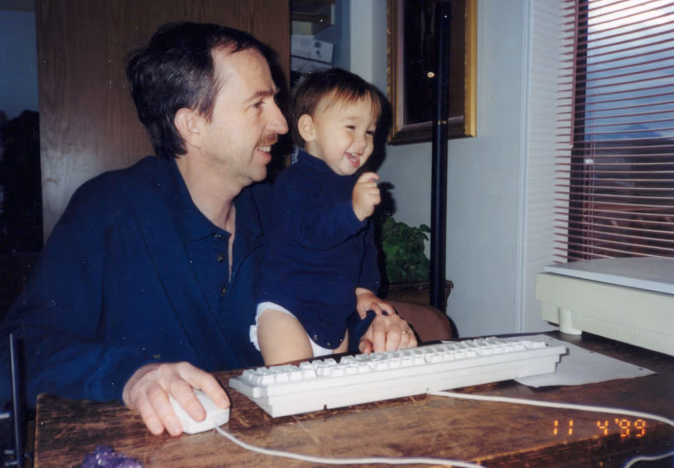 john and dad at computer