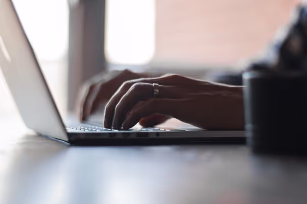 typing on a computer!